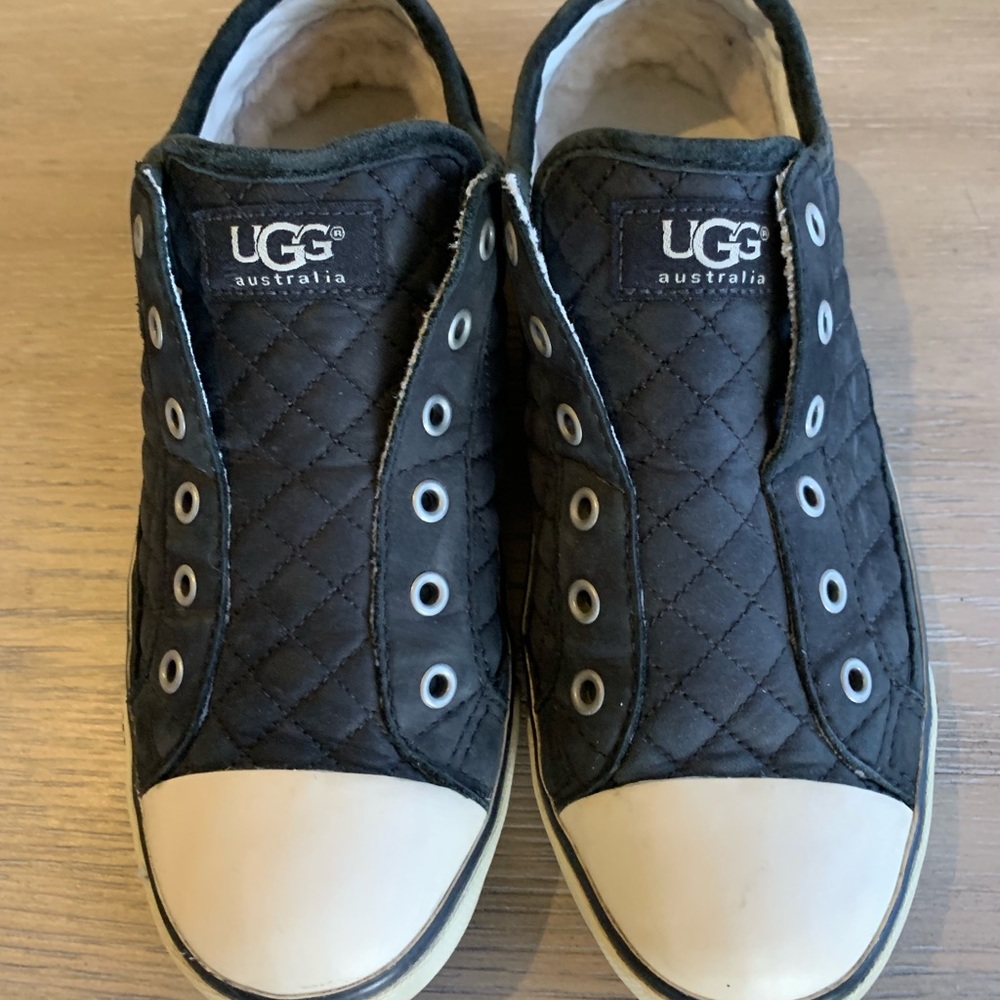 UGG Black Jemma quilted fur lined sneakers